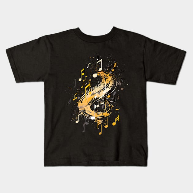 Music Notes River Kids T-Shirt by Nerd_art